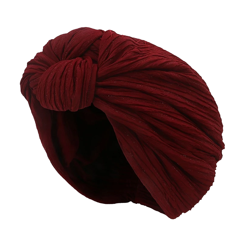 Turban Headscarf for women in deep red color, showcasing a stylish and comfortable fabric design.