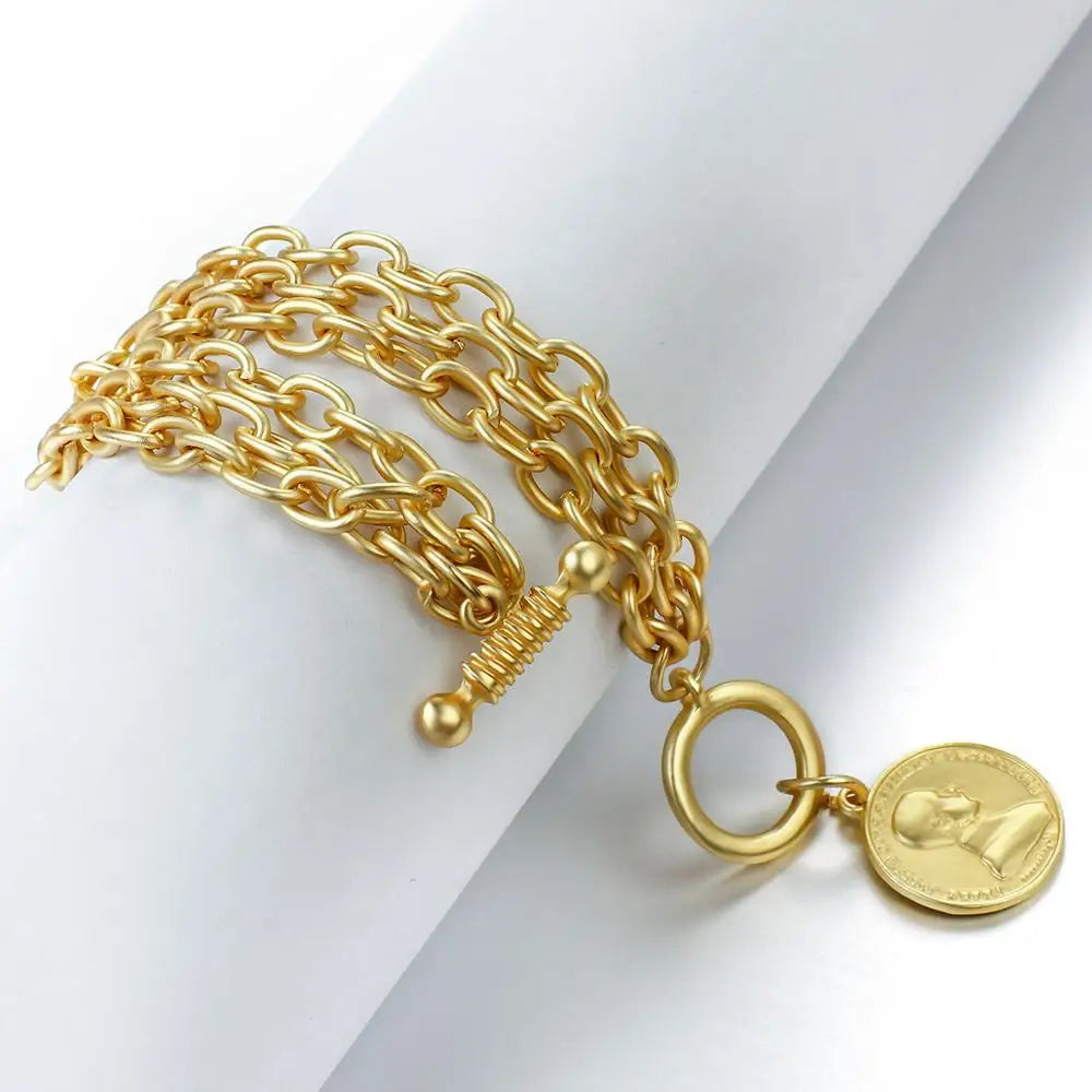 Chain Bracelet steel gold-tone stainless steel alloy jewelry flat lay