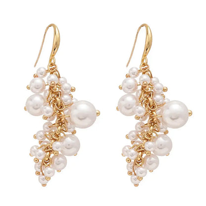 Retro Baroque Size Pearl Tassel Earrings Easy Bazaar
