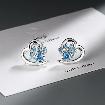 Heart-shaped Blue Heart-shaped Zircon Stud Earrings Small Easy Bazaar