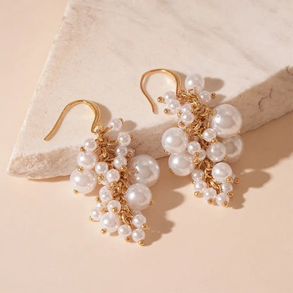 Retro Baroque Size Pearl Tassel Earrings Easy Bazaar