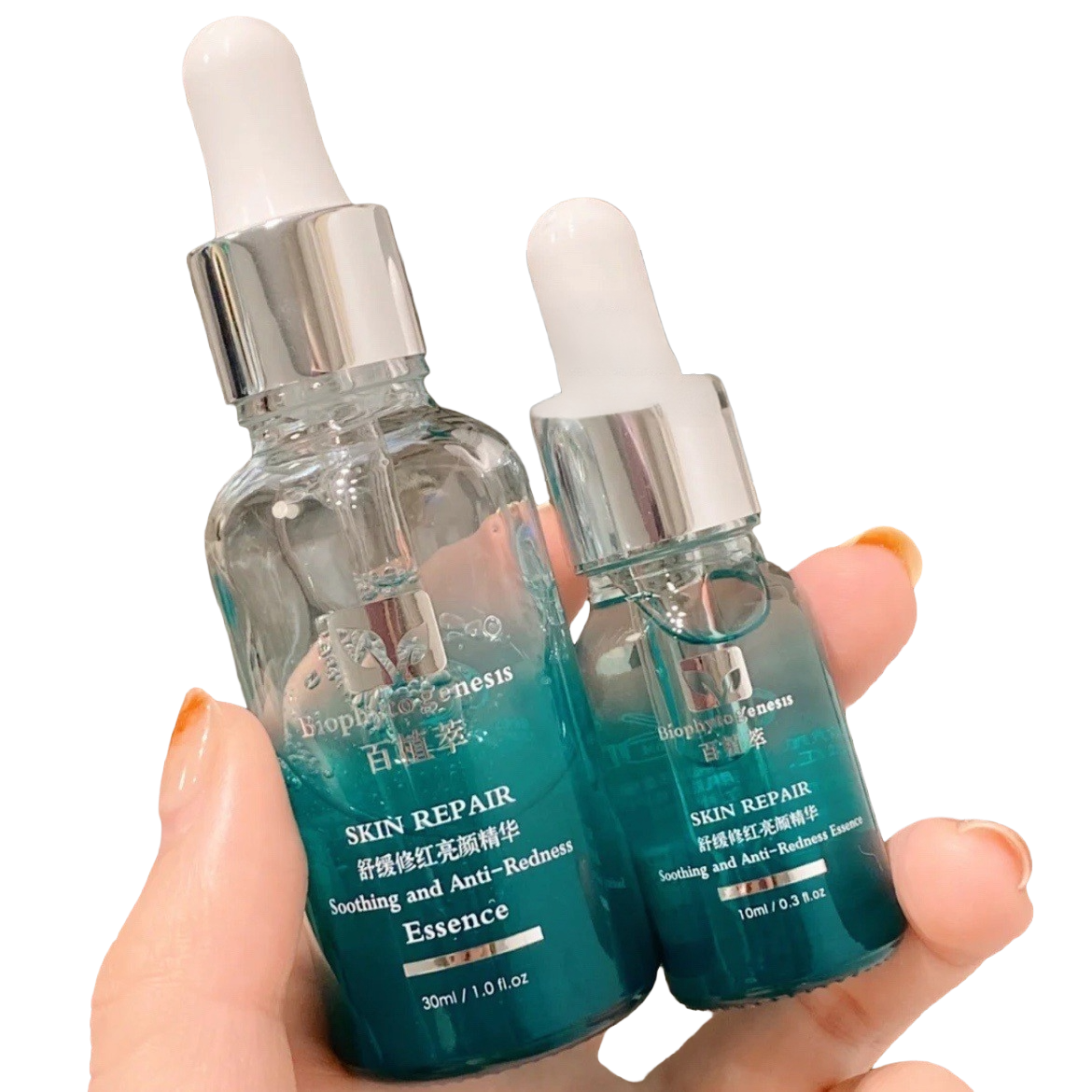 Woman applying Retinol Brightening Serum with soothing essence on face