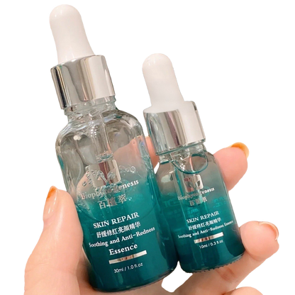 Woman applying Retinol Brightening Serum with soothing essence on face