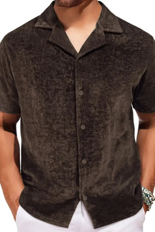 Men's Plus Size Button Down Short Sleeve Shirt Trendsi