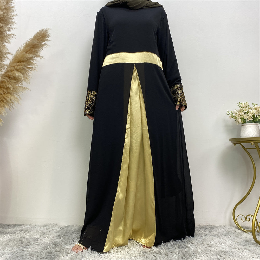 Patchwork Long Sleeved Jilbab Dress