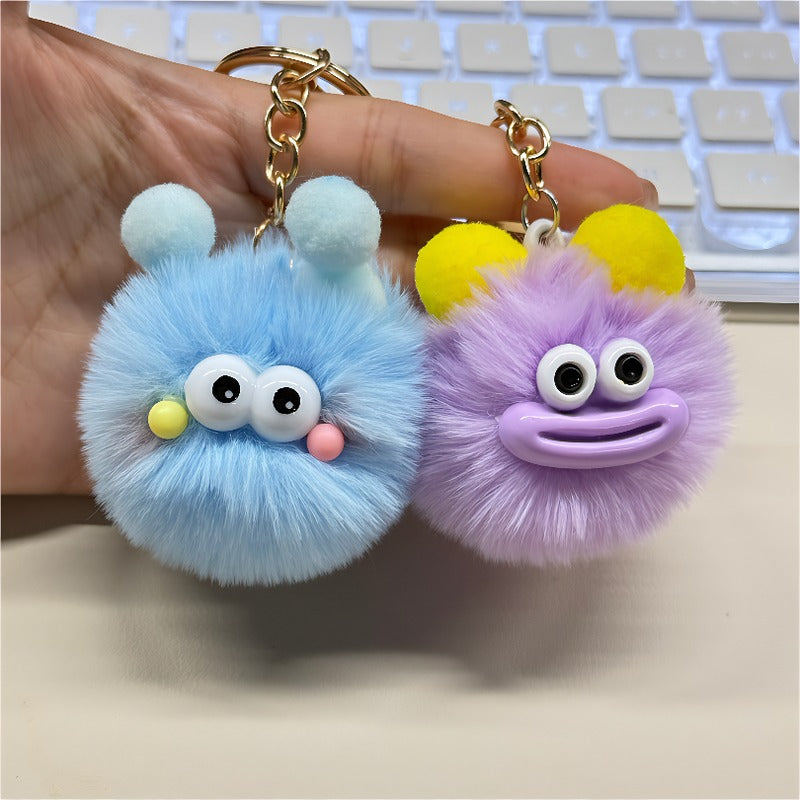Cute Furry monster plush charm keychain