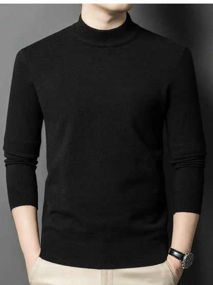 Men's Plus Size Mock Neck Long Sleeve Knit Top Trendsi
