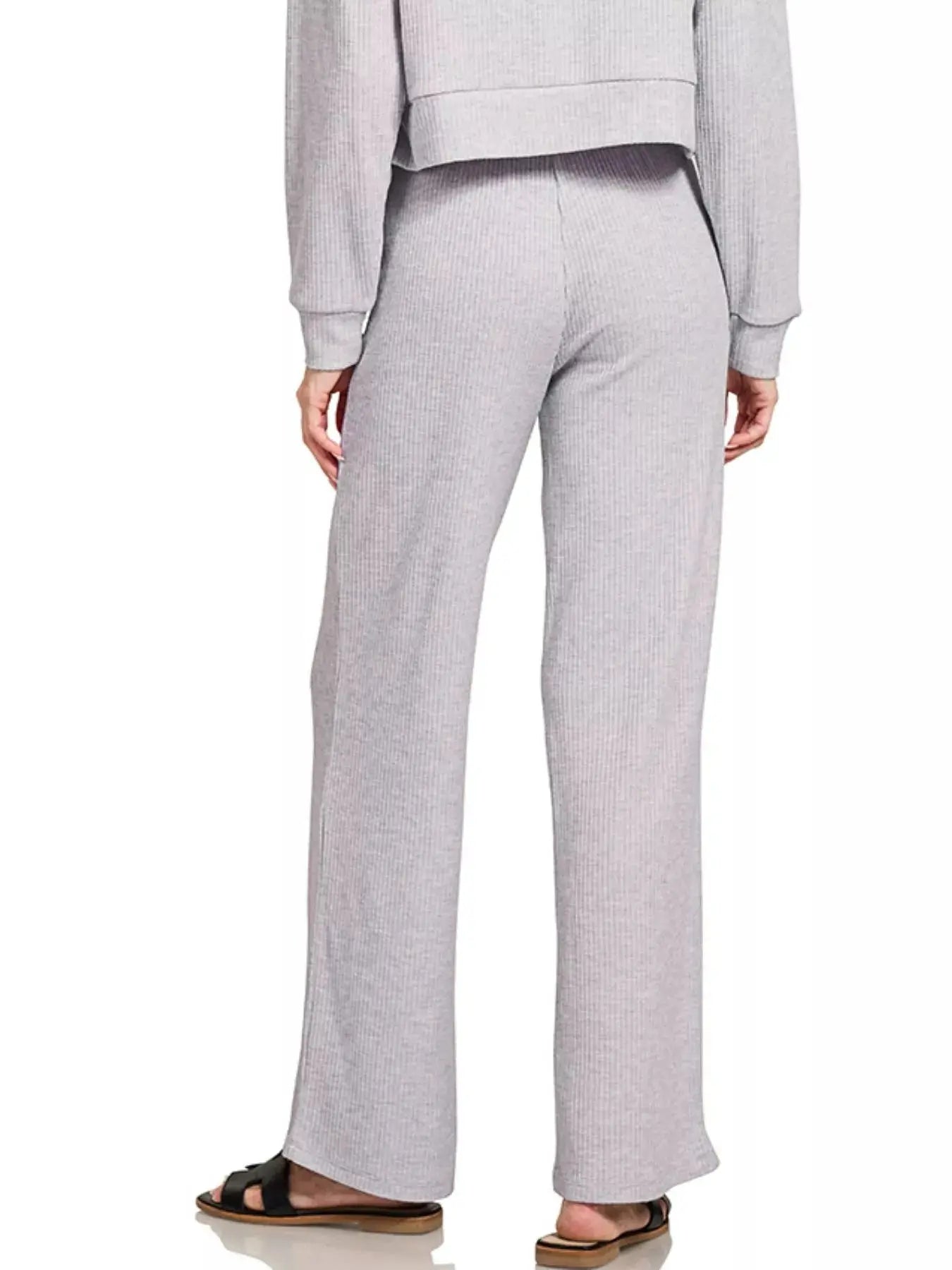 Zenana Ribbed Drawstring Lounge Pants Trendsi