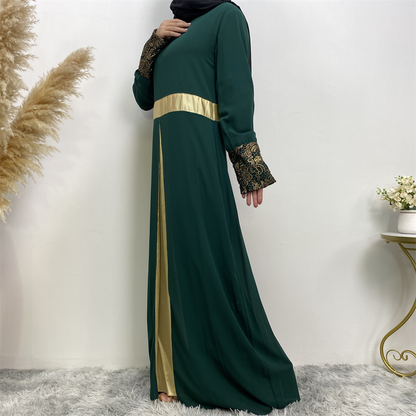 Patchwork Long Sleeved Jilbab Dress
