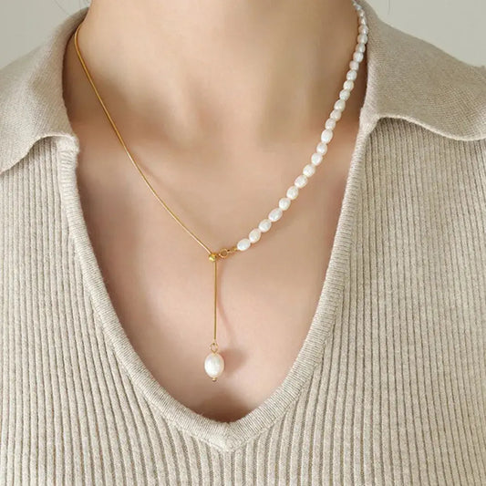 18K Gold-Plated Pearl Necklace Trendsi