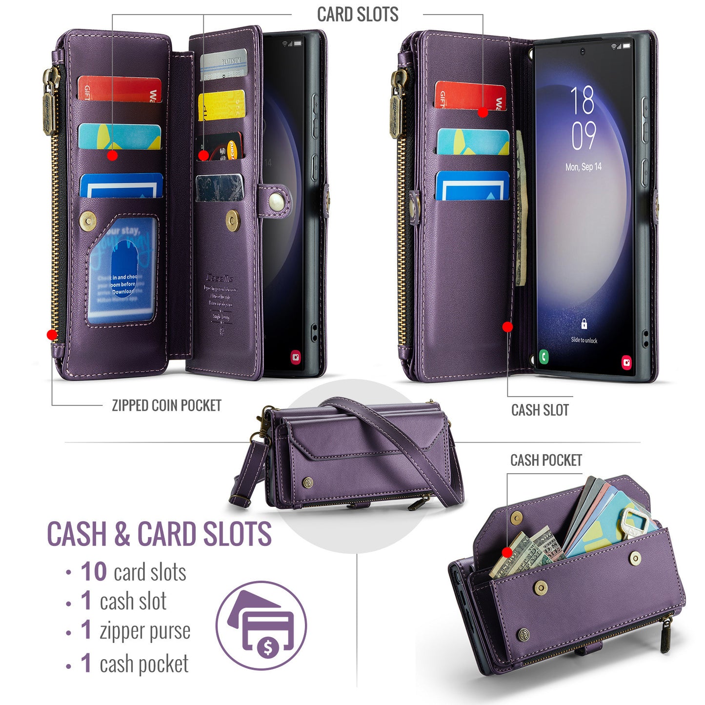 Leather Mobile phone wallet for women in teal blue with magnetic closure and card compartments
