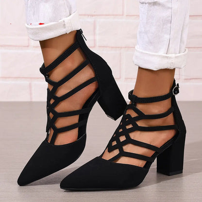 Fashion High Heel Professional Pointed-toe Hollowed High Heel Sandals Easy Bazaar