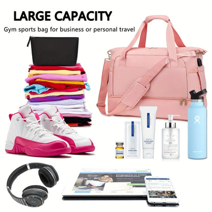Women's Travel Duffel Bag, Sports Gym Yoga Duffel Bag Weekender Overnight Totes Bag Easy Bazaar