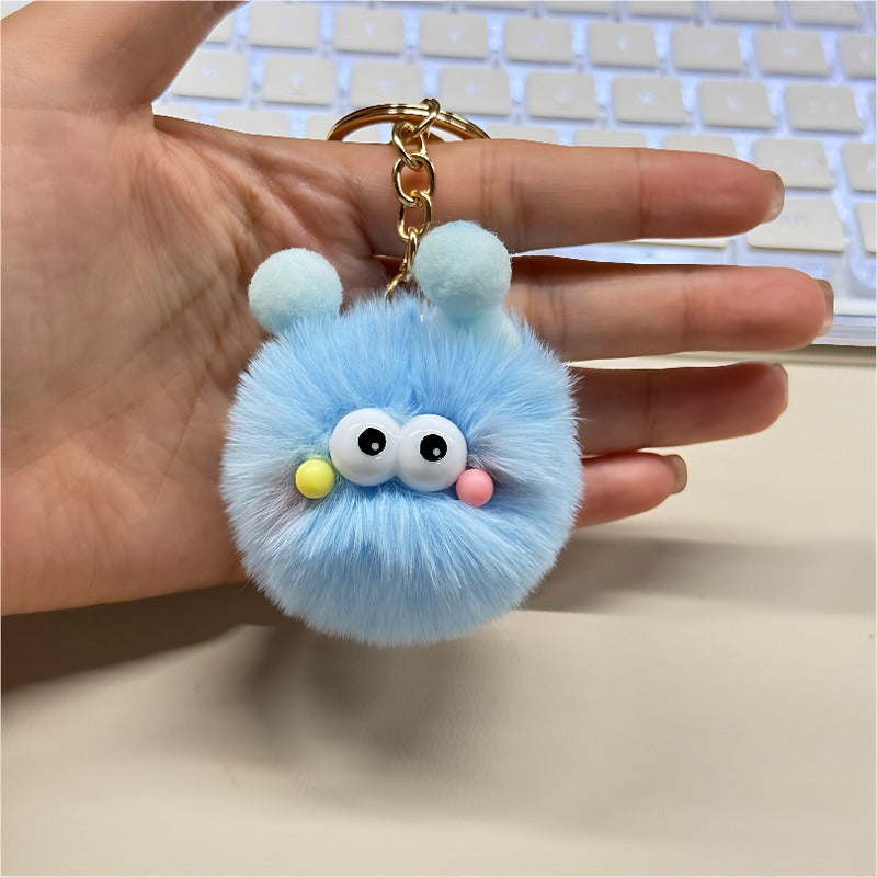 Cute Furry monster plush charm keychain