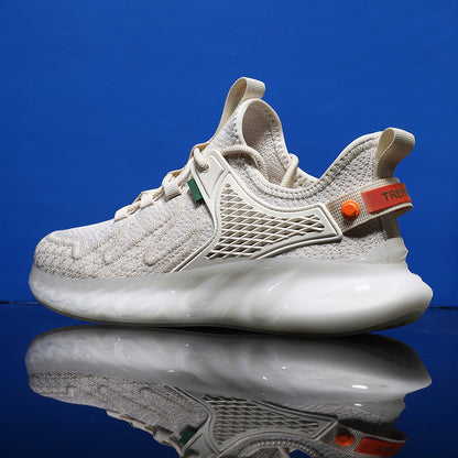 Men'S Flying Woven Running Shoes Fashion Sports Shoes Summer Style Flame Bottom Popcorn Casual Trendy Shoes