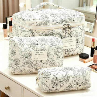 Quilted cosmetic bag 3 Piece Set
