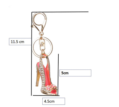 Fashion Diamond-studded High Heels Shape Keychain