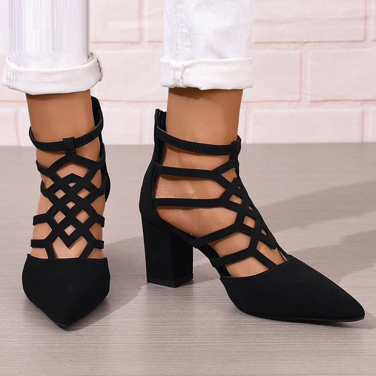 Fashion High Heel Professional Pointed-toe Hollowed High Heel Sandals Easy Bazaar