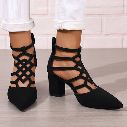 Fashion High Heel Professional Pointed-toe Hollowed High Heel Sandals Easy Bazaar