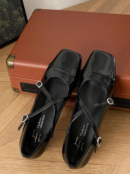 Square Toe Block Heels Mary Jane Shoes Trendsi