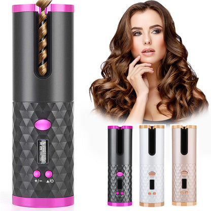 Rechargeable Automatic Hair Curler Iron LCD Display