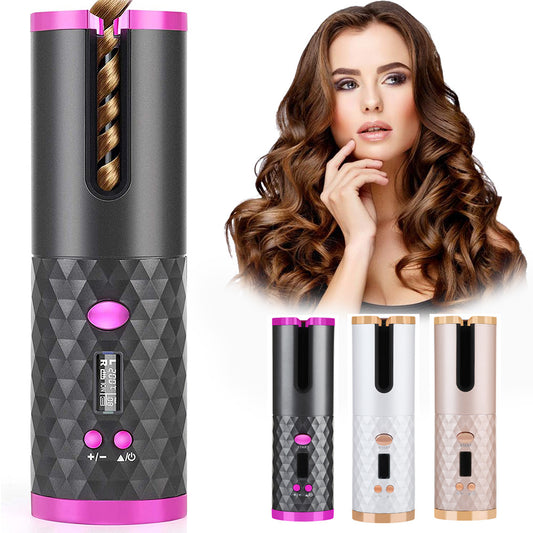 Rechargeable Automatic Hair Curler Iron LCD Display