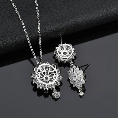Zircon Necklace And Earring Set Dragon Girl Flower Zircon Jewelry Trendsi