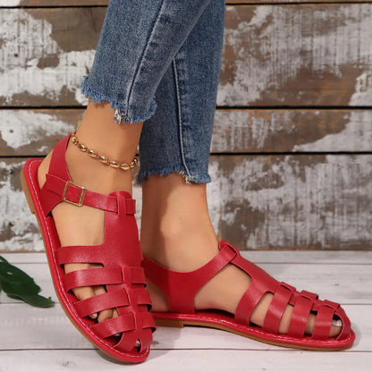 Round Toe Flats Sandals Trendsi