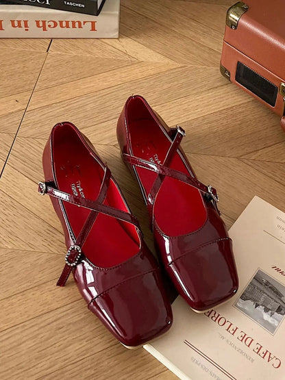 Square Toe Block Heels Mary Jane Shoes Trendsi