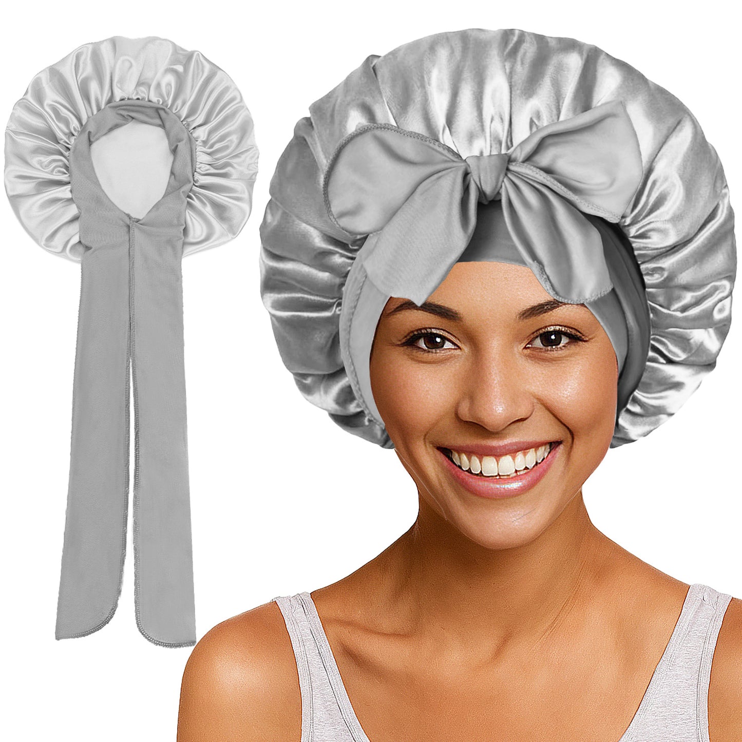 Elastic ribbon satin round hat