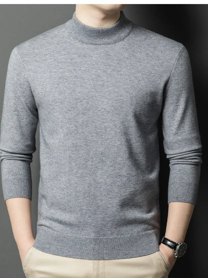 Men's Plus Size Mock Neck Long Sleeve Knit Top Trendsi