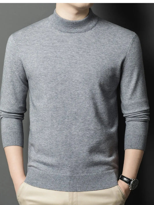Men's Plus Size Mock Neck Long Sleeve Knit Top Trendsi