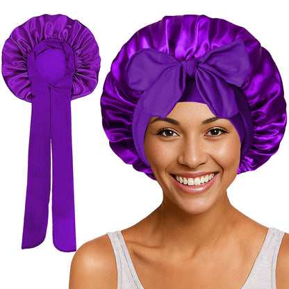 Elastic ribbon satin round hat