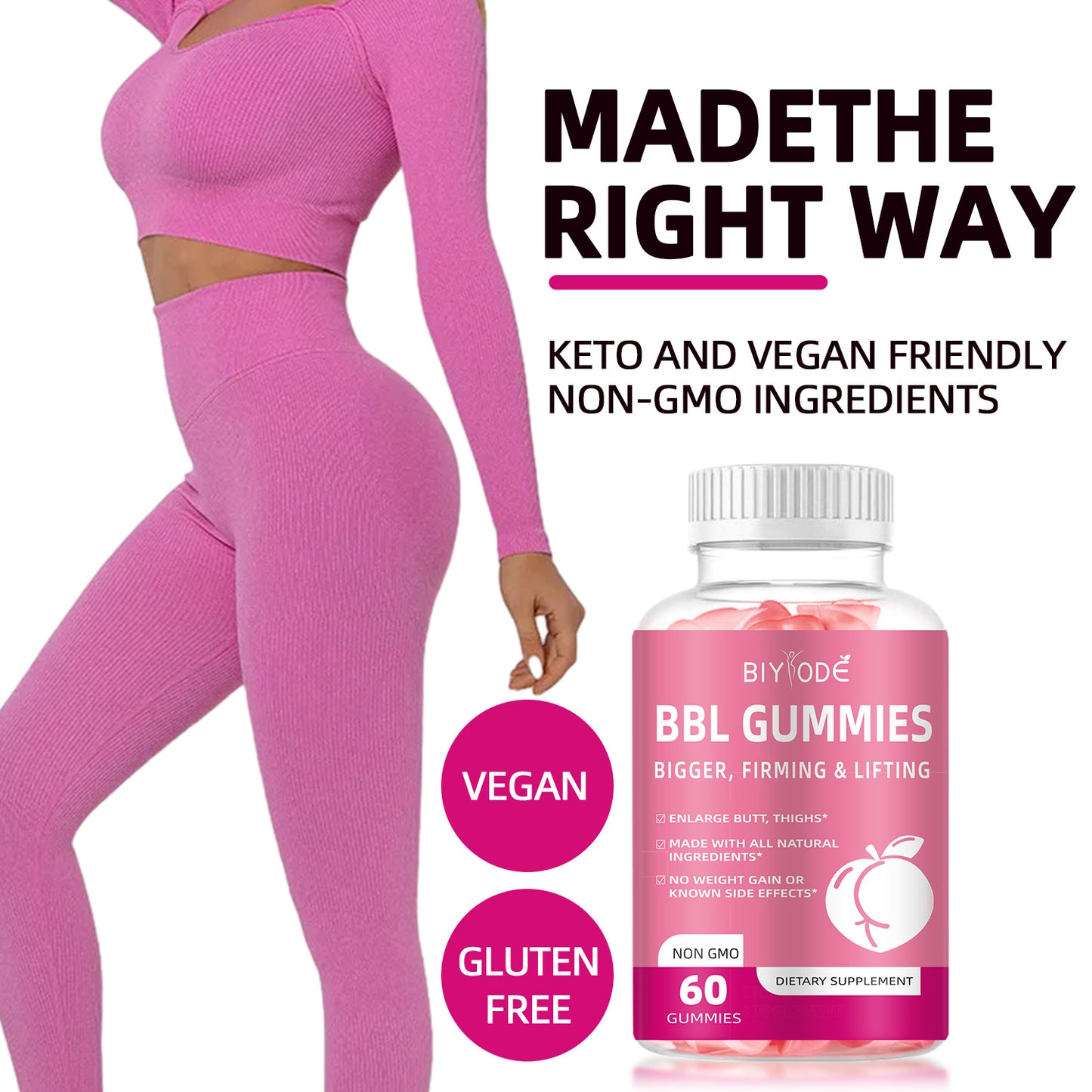 Custom Private Label Hip Enlargement Big Butt For Women Body Lifting Enhancement Wholesale Bbl Products Gummies