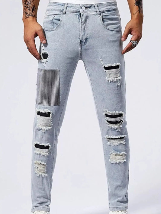 Men's Distressed Slim Fit Jeans Trendsi