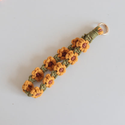 Mobile Phone Pendant Woven Mobile Phone Charm Little Flower Braid Rope Keychain