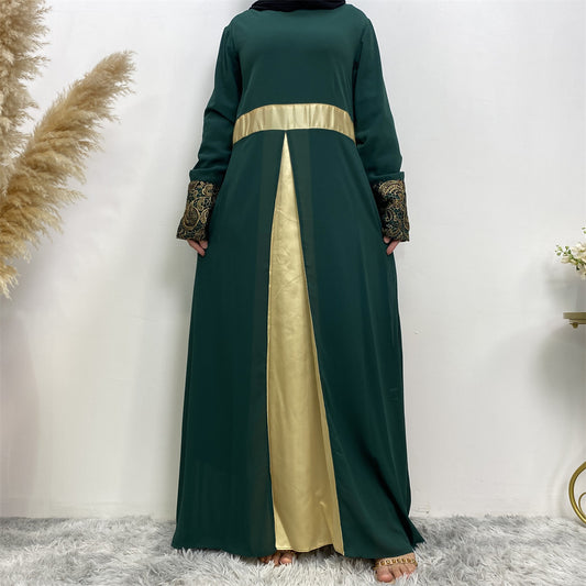 Patchwork Long Sleeved Jilbab Dress