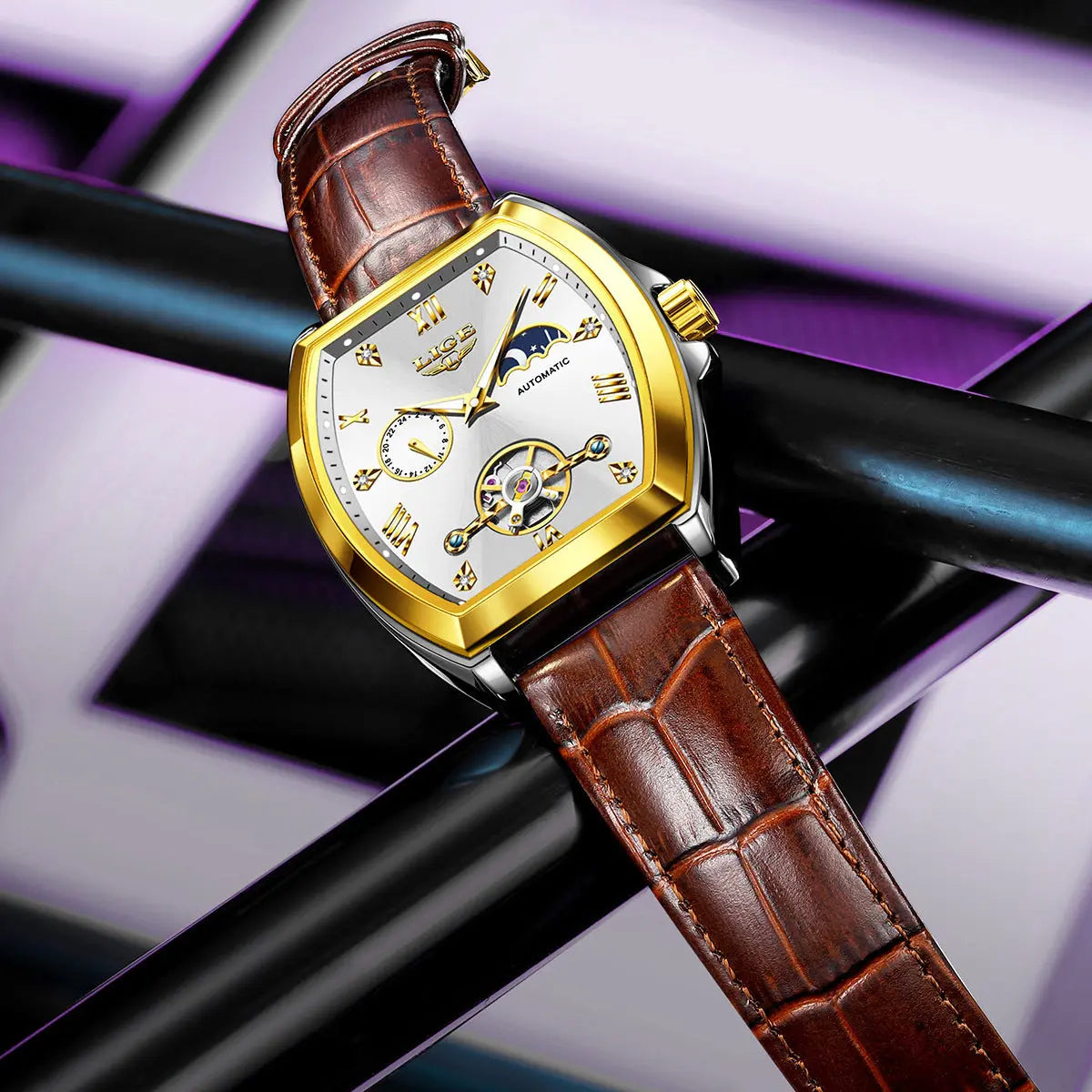 Men's Tourbillon Mechanical Watch Multifunctional Waterproof Easy Bazaar