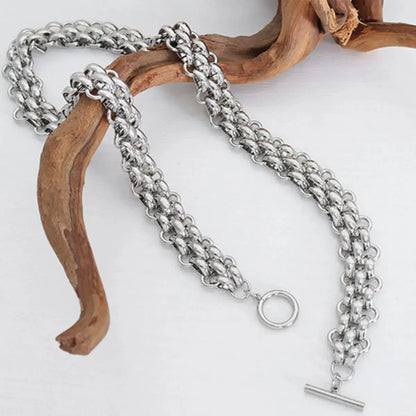 Gold Chain Link Jewelry Set with Necklace and Bracelet Trendsi