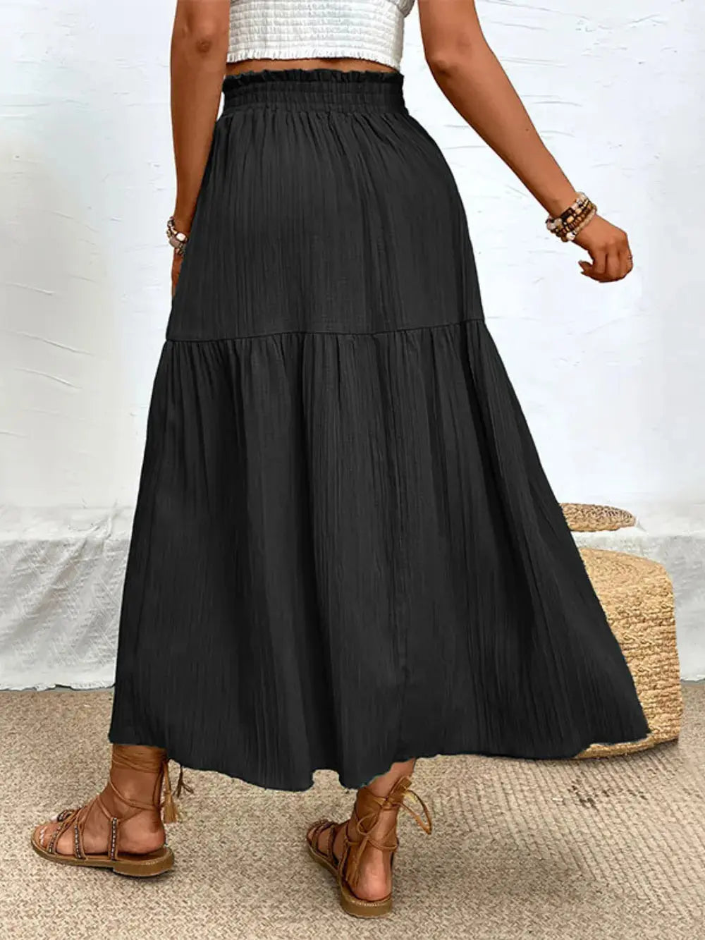 Frill Slit Skirt Trendsi