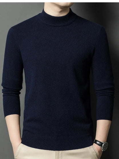 Men's Plus Size Mock Neck Long Sleeve Knit Top Trendsi