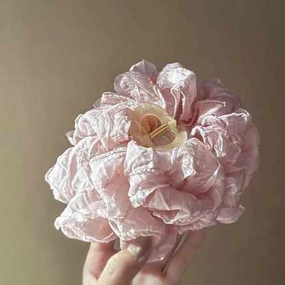 Pearl hair scrunchies pink velvet hair tie with pearl details feminine hair accessory