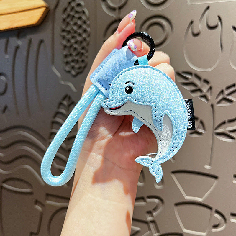 Original Marine Animal Leather Dolphin Keychain