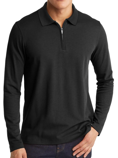 Men's Classic Long Sleeve Contrast Collar Polo Shirt