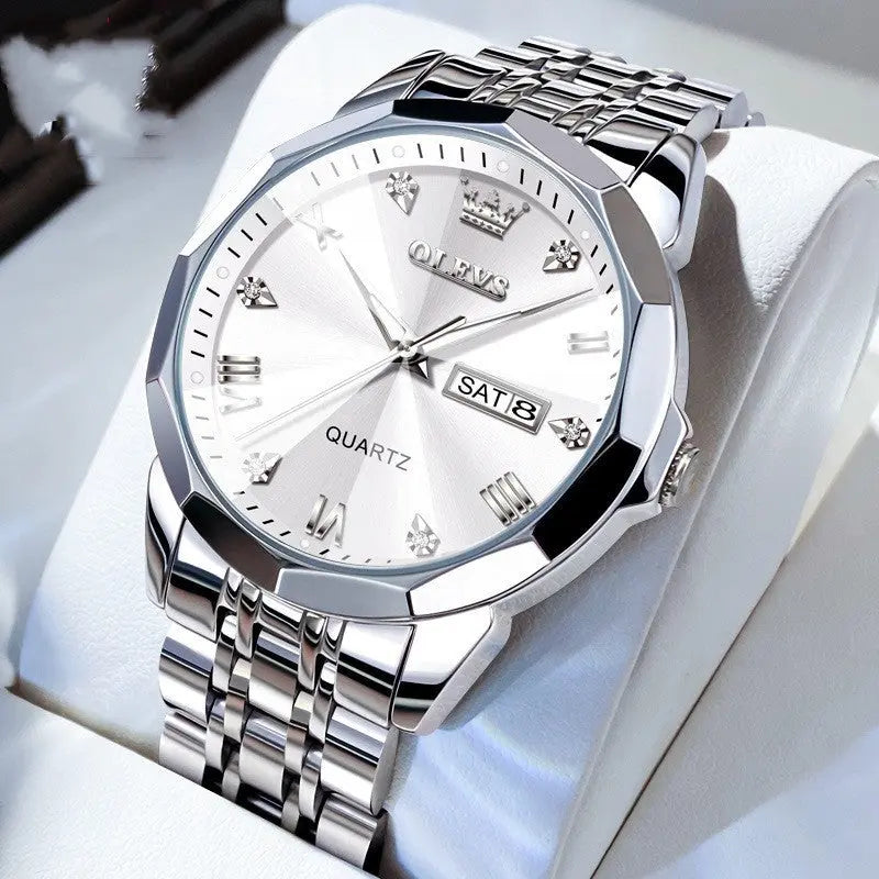 Roman Scale Double Calendar Quartz Watch Waterproof Easy Bazaar