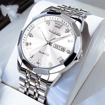 Roman Scale Double Calendar Quartz Watch Waterproof Easy Bazaar