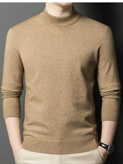 Men's Plus Size Mock Neck Long Sleeve Knit Top Trendsi