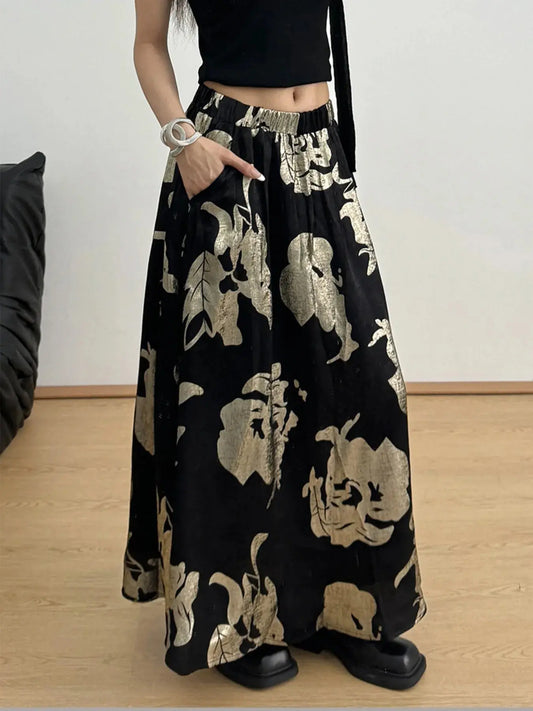 Printed Wide Leg Skirt Trendsi