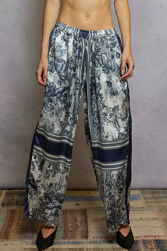 POL Floral Printed Woven Wide Leg Drawstring Pants Trendsi
