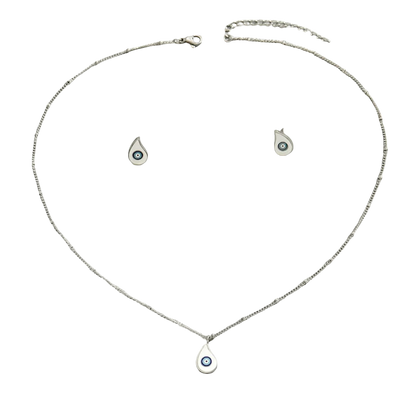 Stainless Steel Resin Necklace and Earrings Jewelry Set